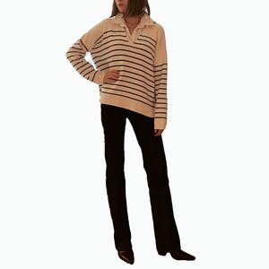 La Ligne Cream and Navy Knit Top